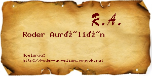 Roder Aurélián névjegykártya